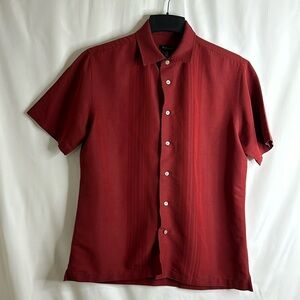Van Heusen Mens Maroon Short Sleeve Button Up Shirt Size Medium